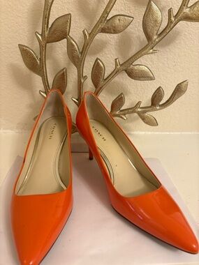 Coach Waverly Orange Patent Leather Pointed-Toe Heels - Size 8.5 B